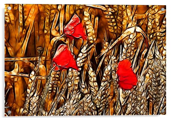 Poppies among the cornfields Acrylic by Dean Messenger