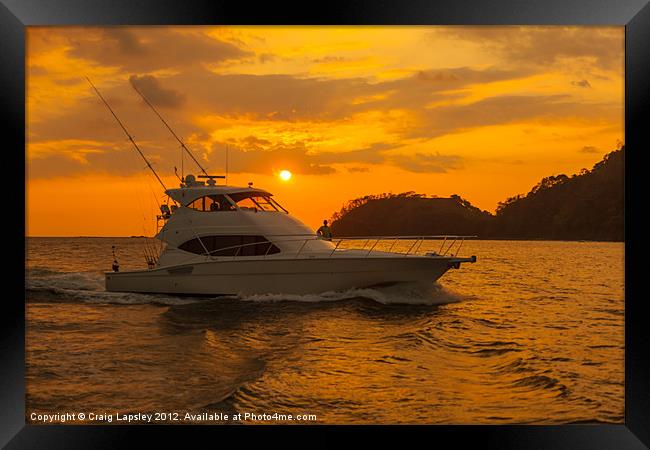 sportfishing boat returns at the end of the day Framed Print by Craig Lapsley