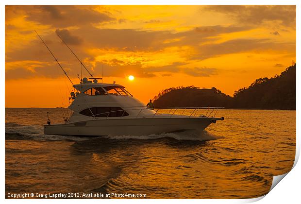 sportfishing boat returns at the end of the day Print by Craig Lapsley