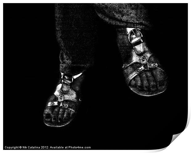 Silver Sandals Print by Nik Catalina