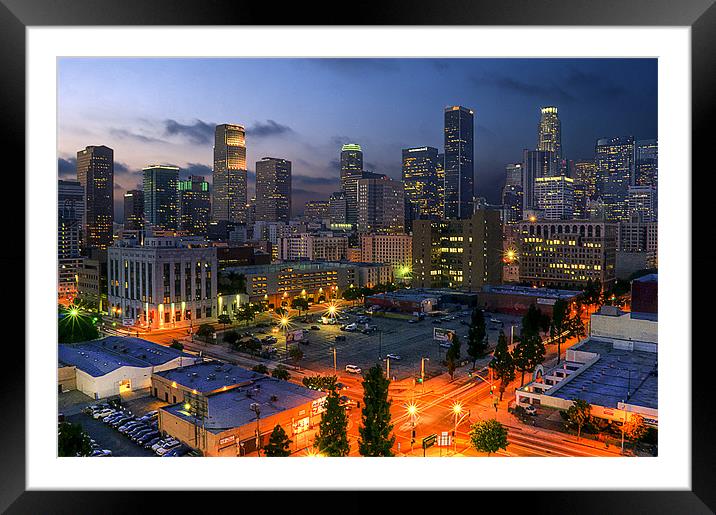 Lit up L.A. Framed Mounted Print by Panas Wiwatpanachat