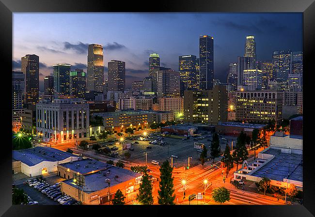Lit up L.A. Framed Print by Panas Wiwatpanachat