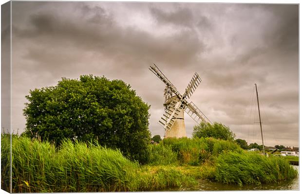 Thurne Mill from the river Canvas Print by Stephen Mole