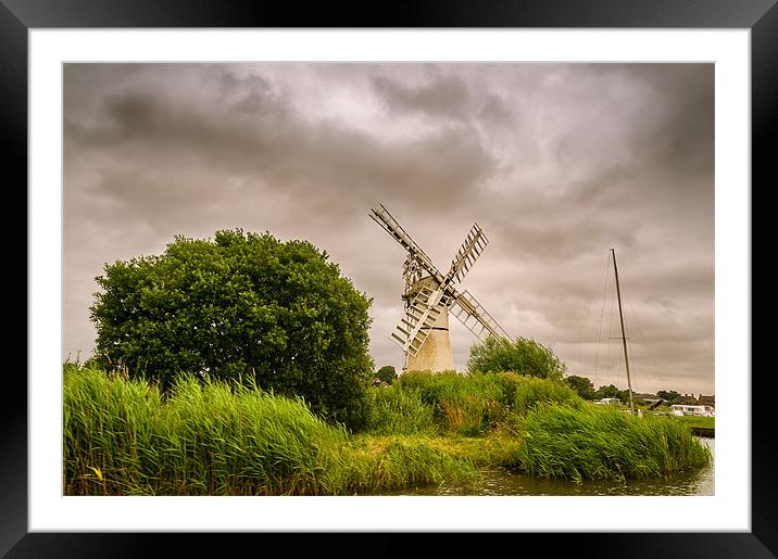 Thurne Mill from the river Framed Mounted Print by Stephen Mole