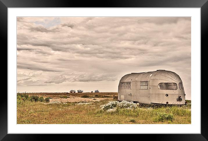 Airstream Caravan at Dungeness Framed Mounted Print by Dawn Cox