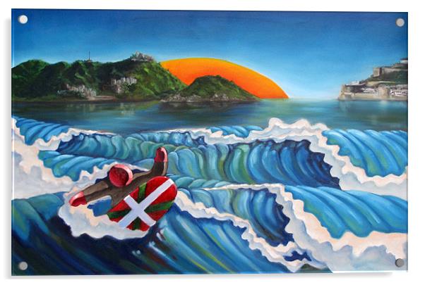 Euskadi Surfer Acrylic by Olivier Longuet