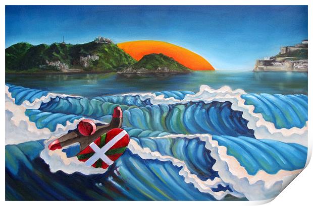 Euskadi Surfer Print by Olivier Longuet