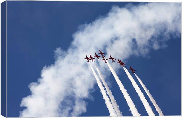 Red Arrows  Canvas Print by Roger Green