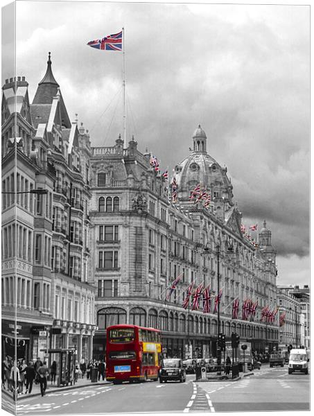 Harrods of Knightsbridge bw hdr Canvas Print by David French