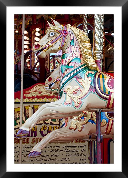 Funfair Carousel Horse Framed Mounted Print by VICTORIA HENDRICK
