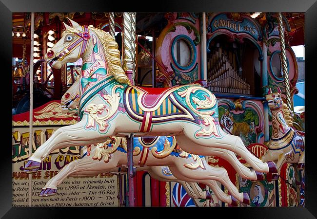 Horses on the Carousel Framed Print by VICTORIA HENDRICK