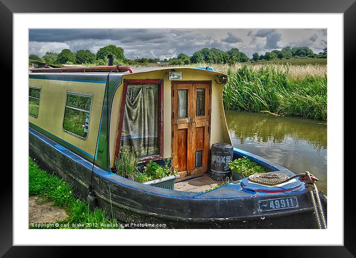 canal boat Framed Mounted Print by carl blake