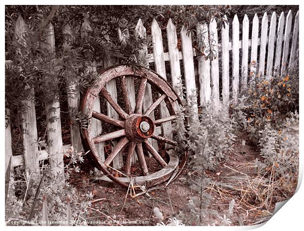 Picket Fence Cart wheel Print by Luke Newman
