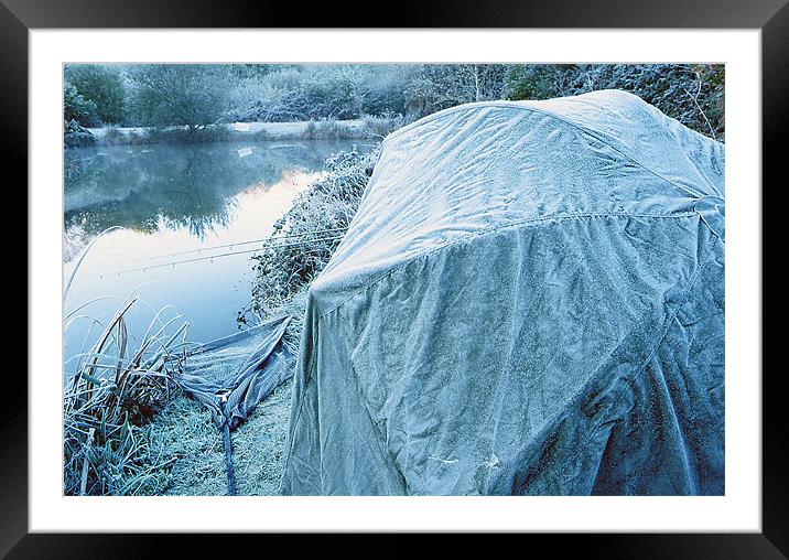 A winter Carp fishing session, Devon Framed Mounted Print by Simon Armstrong