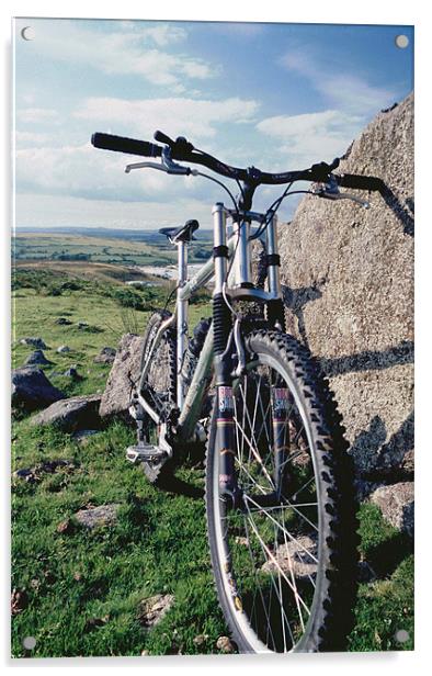 Mountain biking on Dartmoor, Devon Acrylic by Simon Armstrong