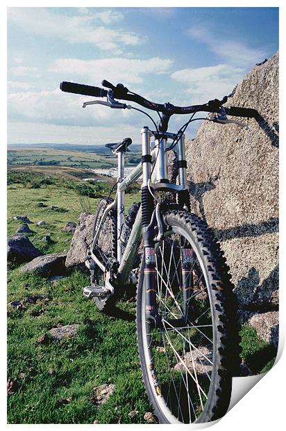 Mountain biking on Dartmoor, Devon Print by Simon Armstrong