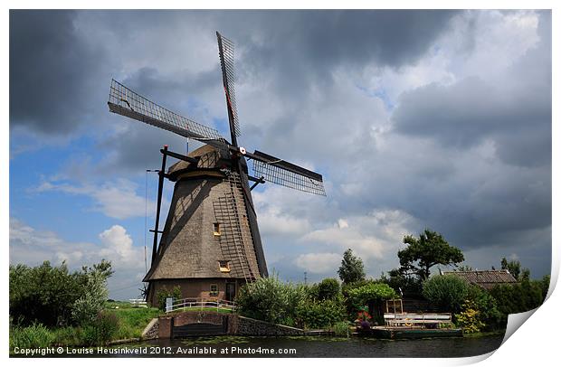 Kinderdijk windmill, Netherlands Print by Louise Heusinkveld