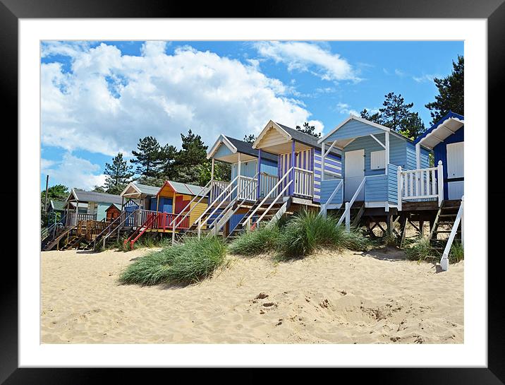  Well next the Sea Norfolk Beach Huts Framed Mounted Print by Diana Mower