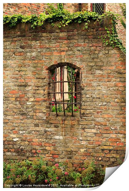 Window in a wall, Bruges Print by Louise Heusinkveld