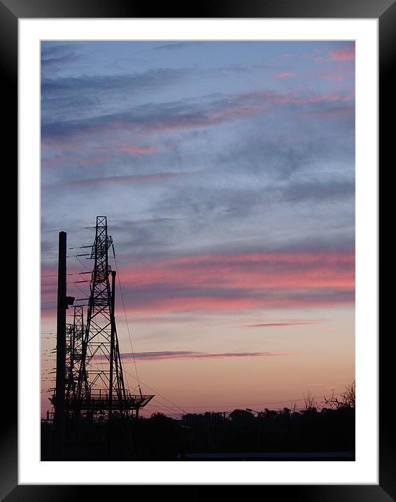 Evening Pylon Framed Mounted Print by Lucy Courtney