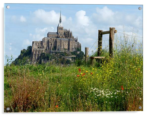 Le Mont St Michel France Acrylic by Noreen Linale