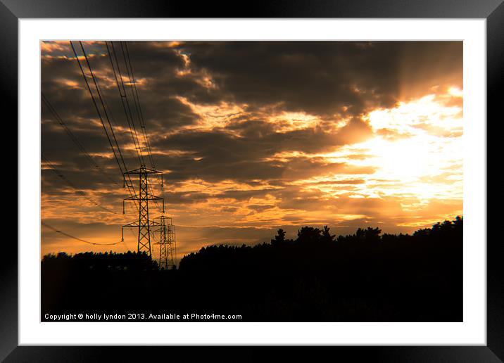 Sunset Pylon Framed Mounted Print by holly lyndon