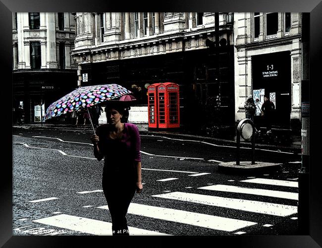 RAINY DAY IN LONDON Framed Print by David Atkinson