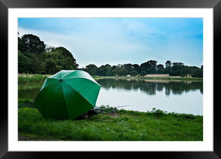 parasol fisherman Framed Mounted Print by Lee Daly