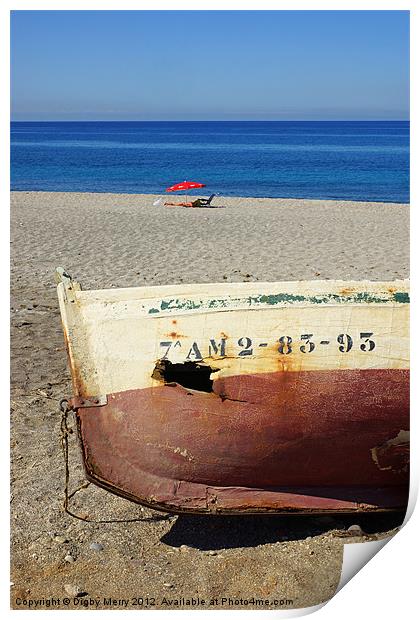Boat on the beach Print by Digby Merry