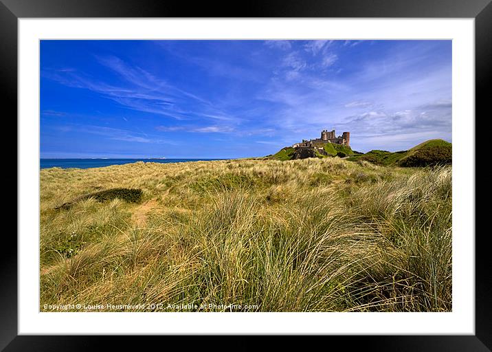 Dunes below Bamburgh Castle, Northumberland Framed Mounted Print by Louise Heusinkveld