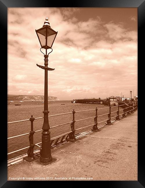 Sea front lamp Framed Print by Linsey Williams