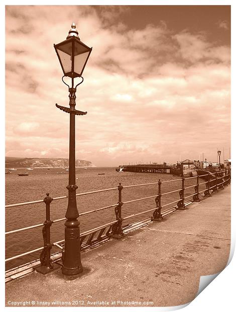 Sea front lamp Print by Linsey Williams