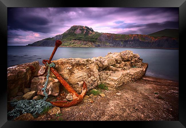 Anchor at Chapmans Pool Framed Print by mark leader
