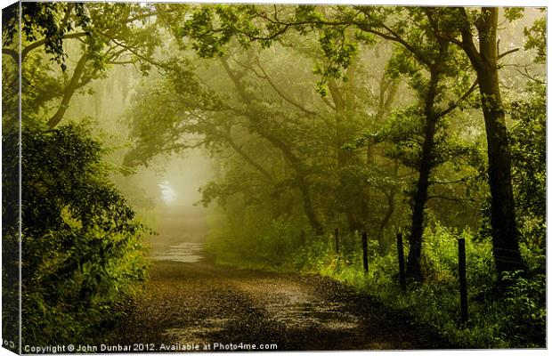 Misty Woodland Lane Canvas Print by John Dunbar