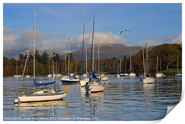 Sailboats in Bowness-on-Windermere Print by Louise Heusinkveld