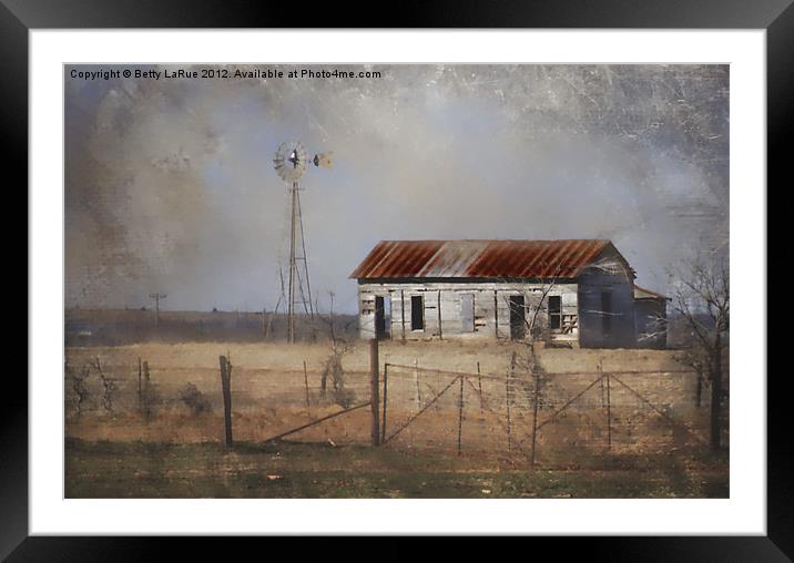 Homestead in Dust Storm Framed Mounted Print by Betty LaRue