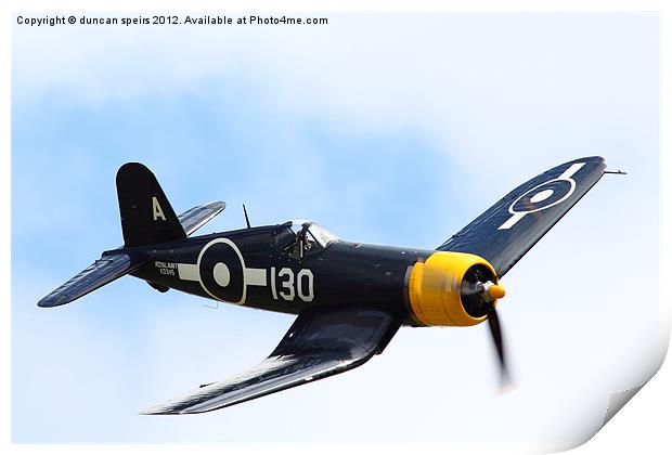 Chance Vought Corsair Print by duncan speirs