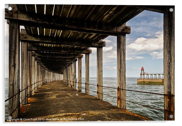 Underneath Whitby Pier Acrylic by Chris Frost