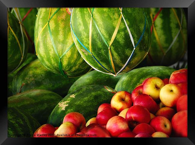   misc  ...Watermelons and Apples Framed Print by Elaine Manley