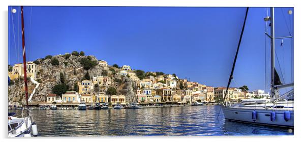 Across Symi Harbour Acrylic by Tom Gomez