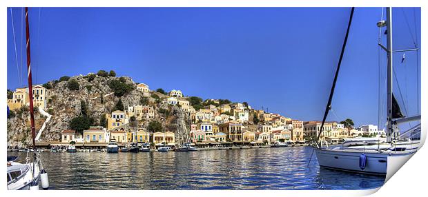 Across Symi Harbour Print by Tom Gomez