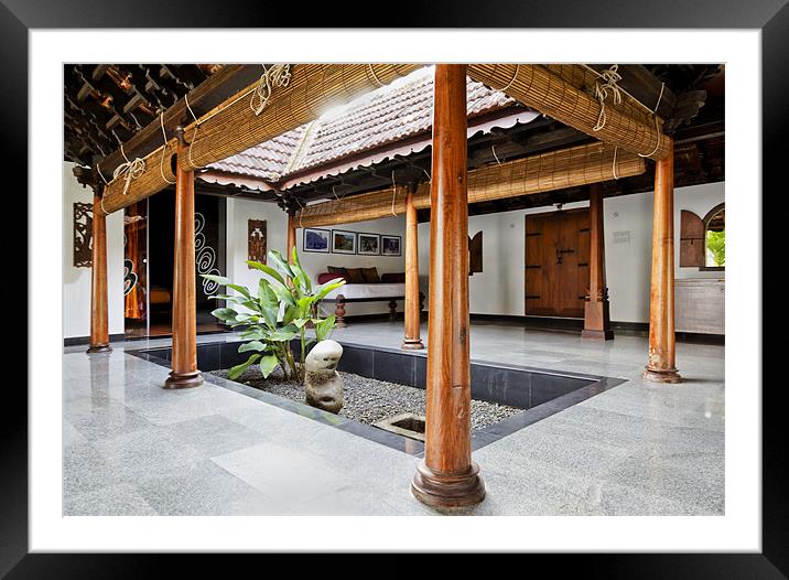 Stunning internal courtyard Kerala bungalow Framed Mounted Print by Arfabita  
