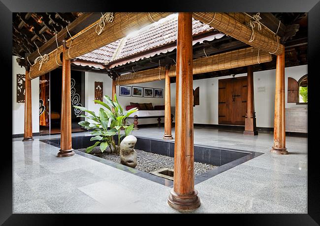 Stunning internal courtyard Kerala bungalow Framed Print by Arfabita  