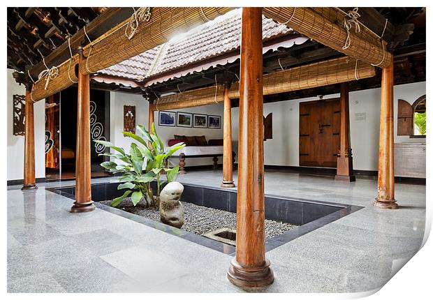 Stunning internal courtyard Kerala bungalow Print by Arfabita  