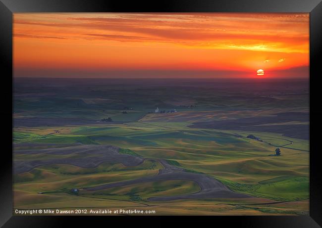Palouse Sunset Framed Print by Mike Dawson