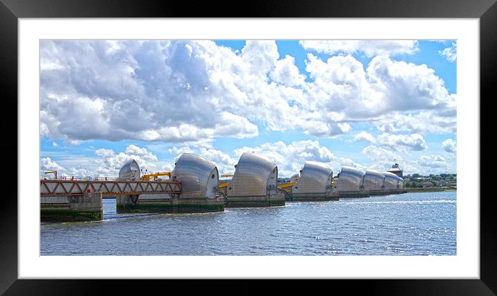 Thames Flood Barrier HDR Framed Mounted Print by David French