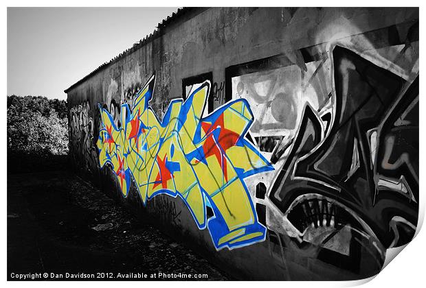 Boys Village Graffiti Selective Colour Print by Dan Davidson