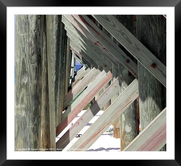 Underbelly of Pier Framed Mounted Print by Susan Medeiros