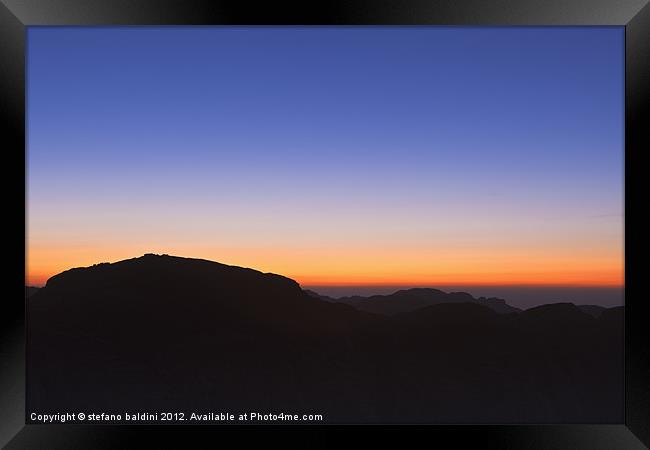 Sunset view from the summit of Mount Sinai, Egypt Framed Print by stefano baldini