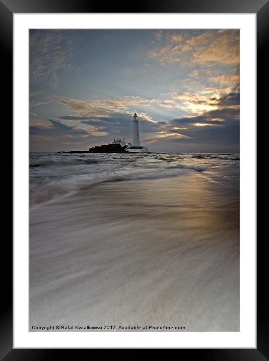 St. Marys Lighthouse sunrise Framed Mounted Print by R K Photography